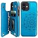 Vaburs Compatible with iPhone 12 and iPhone 12 Pro Case Wallet with Card Holder,Embossed Mandala PatternÂ Flower PU Leather Double Magnetic Buttons Flip Shockproof Protective Cover 6.1 Inch(Blue)