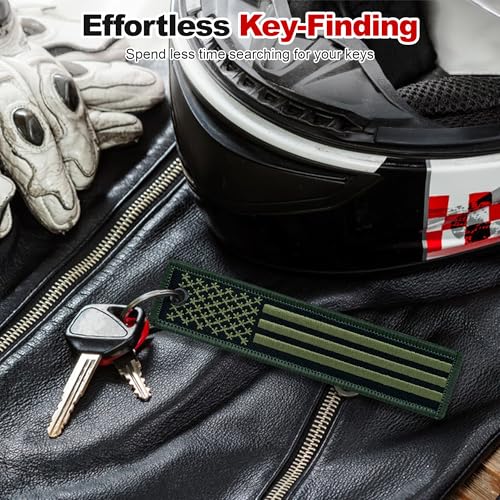 Image of Premium Motorcycle Keychain - Durable Embroidered Flag Key Tag for Riders of Cars, ATV, Dirt Bikes & More