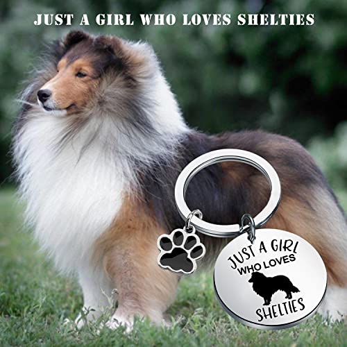 PLITI Selties Keychain Sheltie Lover Gift Sheltie Mom Gift Sheltie Owner Gift Just A Girl Who Loves Shelties Gift3