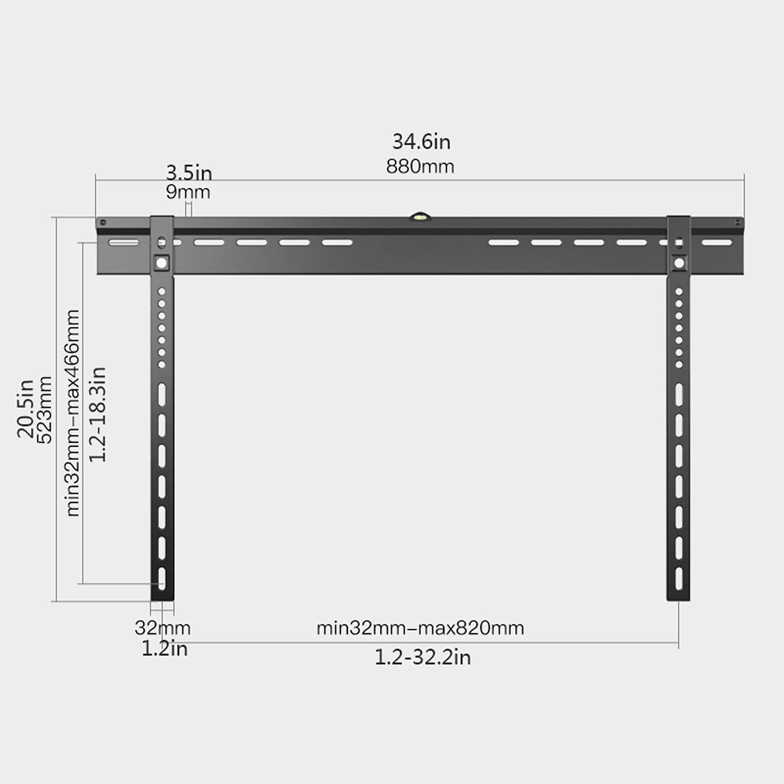 tv Stand Profilo basso riparato TV Staffa per montaggio a parete per la maggior parte dei televisori a schermo piatto a 37-90 pollici Acciaio Acciaio ultra sottile TV Staffa di montaggio, livello di s