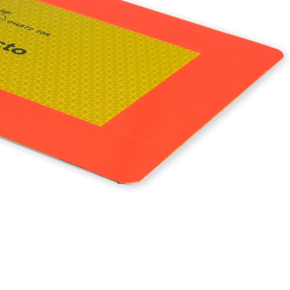 reflecto Heckmarkierung (Vollmarkierung) für Anhänger Auflieger | nach ECE 70.01 | stark reflektierend/fluoreszierend | 1130mm x 196mm | magnetisch, selbstklebend | Heckwarntafel LKW (auf Alu)