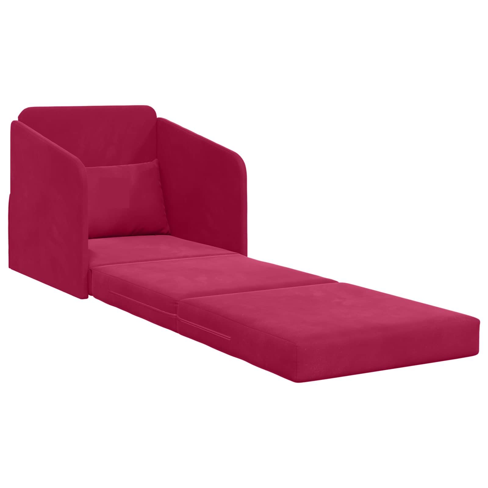 Canapé-lit en velours rouge vin 65 x 80 x 83 cm avec coussin et accoudoir, meuble rembourré polyvalent pour salon, chambre d'amis, bureau, idéal pour s'asseoir, se coucher, se détendre et