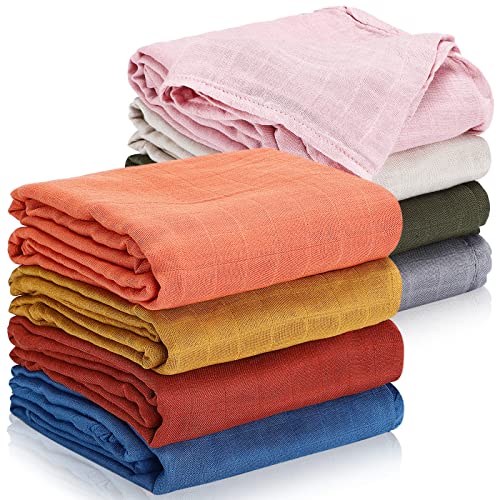 Image of Irenare 8 Pack Cotton Muslin Baby Swaddle Blankets Soft Silky Breathable Infant Sleeping Quilt Bed Cover Solid Color Newborn Receiving Blanket for Baby Boys and Girls 47 x 47 Inches