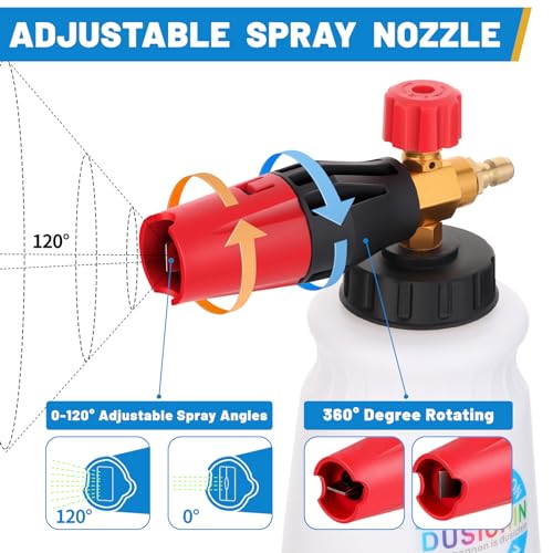 DUSICHIN Foam Cannon Short Pressure Washer Gun 1/4 Inch Quick Connector,Car Wash Foam Gun with 5 Pressure Washer Nozzle Tips 3/8'' Swivel Quick Connector,Additional Orifice Nozzle 1.04mm Car Washing - Thumbnail 3