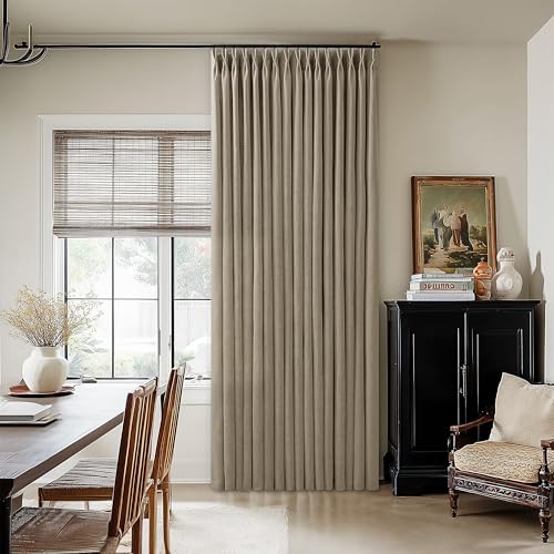 Image of Pinch Pleated Linen 102 Inch Sheer Curtains for Living Room Brown