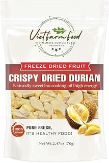 CRISPY DRIED DURIAN 2.47 oz (70g) VIETFARMFOOD: Freeze-dried, no sugar added, naturally sweet. Nutritious, pure, and crunchy. Great for snacking, toppings, desserts, or healthy gifting.