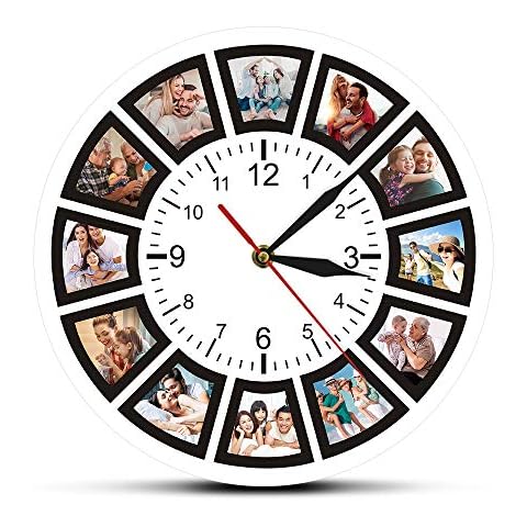 The Geeky Days Create Your Own Custom 12 Photos Collage Instagram Custom Home Wall Clock Personalized Family Photos Printed Clock Wall Watch Cover