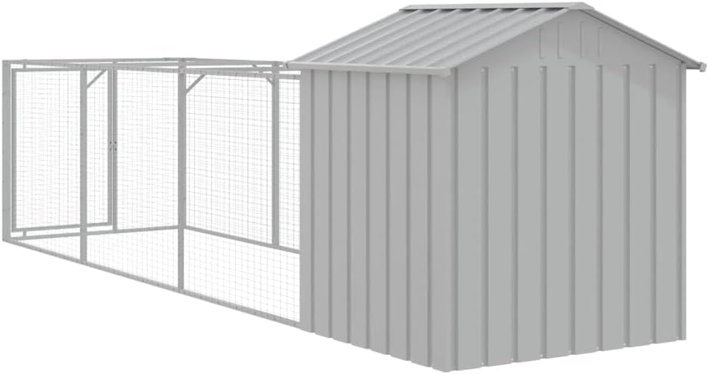 Side view of the dog kennel and run structure