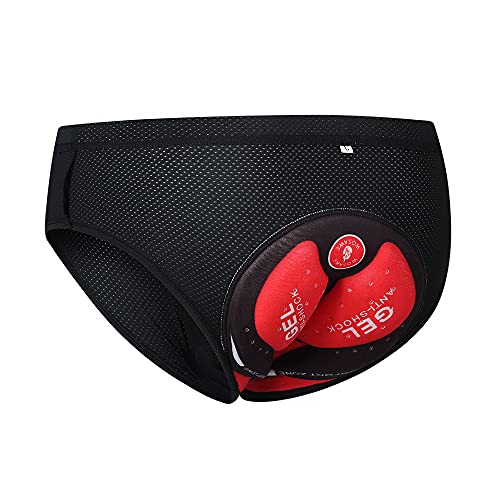 WOSAWE Shorts de Cyclisme pour Hommes sous-vêtements de Compression VTT Respirants 3D Gel Rembourré Vélo Briefs (Noir L)