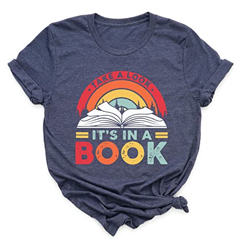 Take a Look it's in a Book Shirt, Reading Enthusiast Shirt, Rainbow Book Shirt, Book Lover Tee, Bookaholic Shirt, Reading Retro Rainbow Tee