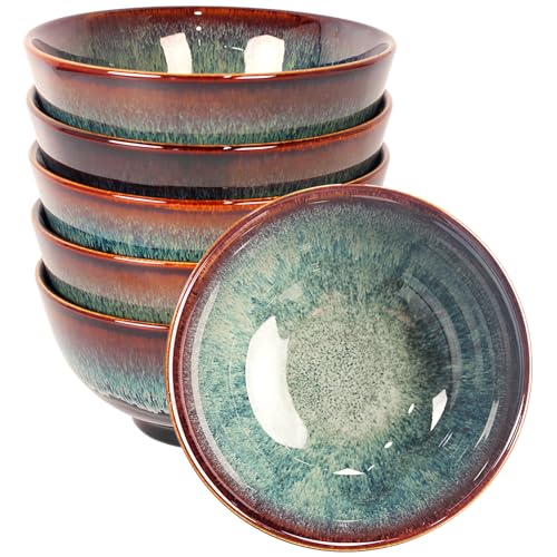 jinsongdafa This 12-piece round active glaze porcelain tableware set includes plates, bowls, and soup plates, serving up to 4 people. It is microwave and dishwasher safe. (5.9 Inch bowls)