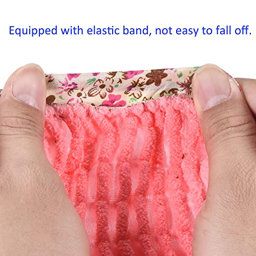 Image of M METERXITY 1 Pair Washable Cleaning Shoes Cover - Floor Cleaning Dust, Chenille Microfiber Duster Mop Slippers, Apply to House Office Room (Pink)