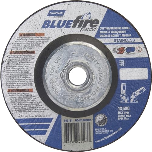 Norton Bluefire Type 27 Cutting/Grinding Wheel — 4 1/2in. x 1/8in. x 5/8in.-11