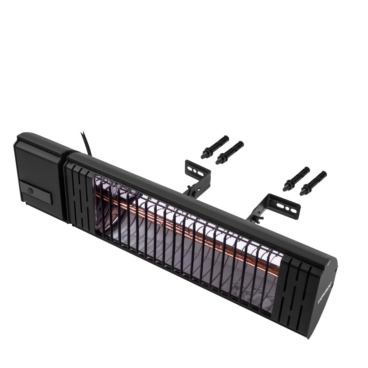 VONROC Riscaldatore a infrarossi professionale da esterno 2000W. 2 livelli di calore. IP54. Con telecomando, timer e schermo LCD. Modello Volsini. Nero
