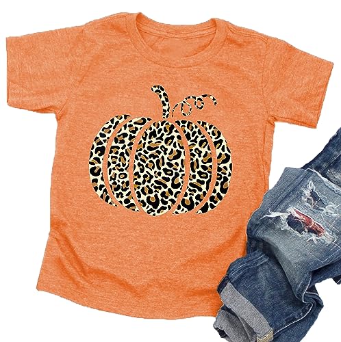 Toddler Boys Girls Halloween Shirts Pumpkin T Shirt Kids Short Sleeve Cute Graphic Tee Tops - Main Image