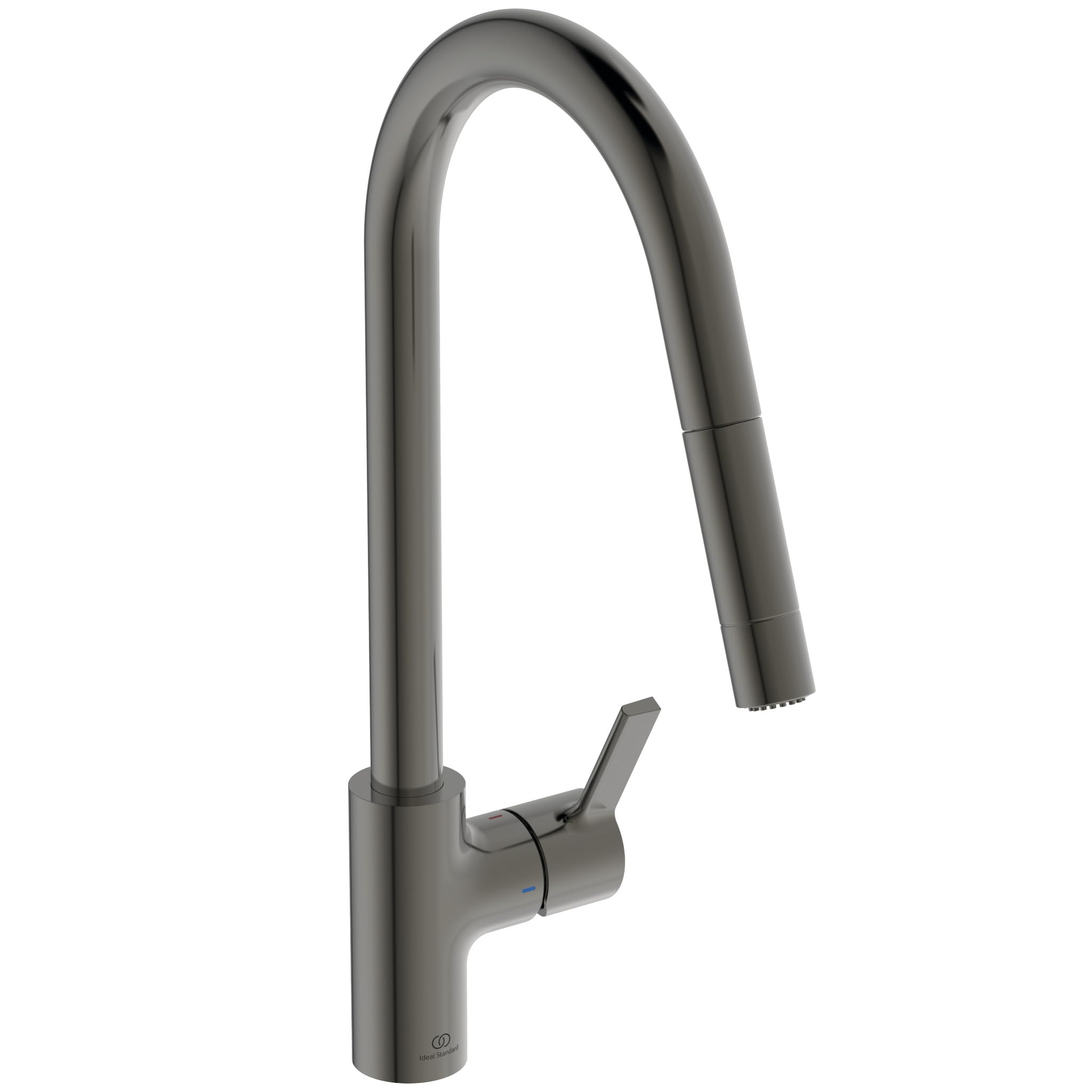Ideal Standard - Smak jednouchwytowa bateria zlewozmywakowa do zlewu kuchennego, wysoka rura wylewkowa z dwufunkcyjną wylewką obrotową i wyciąganą, magnetic szary