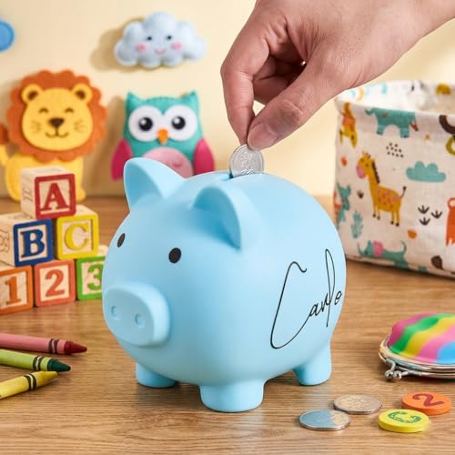 Tirelire Cochon Personnalisée Prénom pour Enfant & Adulte, Boite Economies de Billets et Pièces, Tirelire à Casser Mignonne, Cadeau Personnalisé Original...