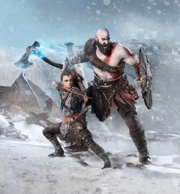 Miniatura 6 de God War Kratos & Atreus - Figura de acción de padre e hijo, figura de acción de juego definitivo, modelo coleccionable
