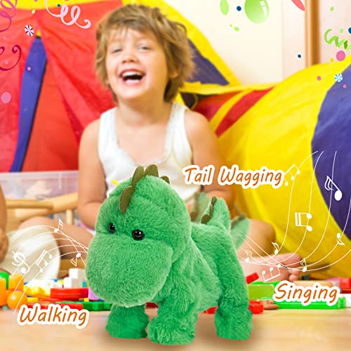 Cozyworld Walking Electronic Dinosaur Plush Electric Singing Interactive Animated Dinosaur Funny Plush Toys Tail Wagging Dinosaur Stuffed Animal Birthday Gifts For Kids，10“ #TOP2