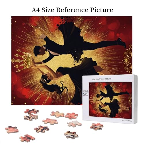 Puzzle de Madera Elegant Ballroom Dancer Duo de 500 piezas para Adultos, Arte con Corona Regal y Purpurina, Ideal para Decoración y Entusiastas de la Danza miniatura 6