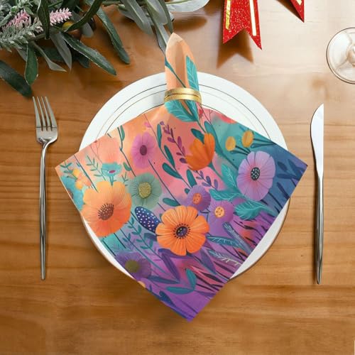 Servilletas de Tela con Estampado Floral Multicolor x6 miniatura 3