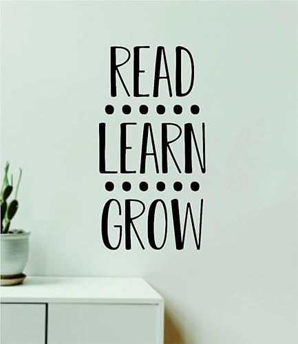Read Learn Grow - Adhesivo decorativo para pared, decoración del hogar, cita de vinilo, arte para dormitorio, habitación, niño, niña, adolescente,