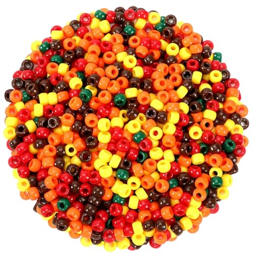 UPINS 1200Pcs Fall Colored Pony Beads for Thanksgiving Autumn Bracelets