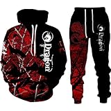  Osheoiso Homme Jogging Survêtement Costume Ensemble Imprimé Sweat Shirt avec Motif Lion Tigre Capuche Pantalon Casual Combinaison de Jogging K 2 L