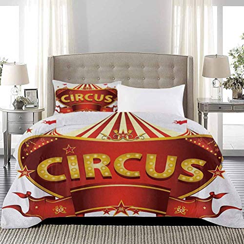 UNOSEKS LANZON funda de cama un signo de circo estilo barroco grande disfrute tema carpa vida nocturna retro niños ropa de cama juegos de cama oculta cierre cremallera oro blanco rojo tamaño completo