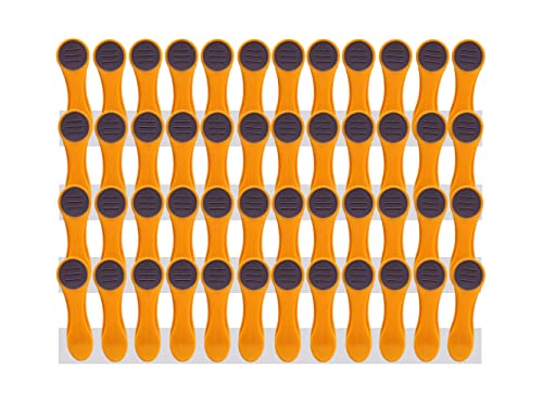 48 pinzas para la ropa con muelles de acero inoxidable, agarre suave, tacto suave, color amarillo y gris