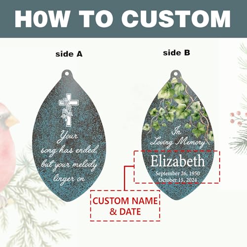 Image of ASTARIN Personalized Memorial Gifts Wind Chimes, Sympathy Customized Wind Chimes in Loving Memory of Dad /Mom, Memorial Gifts for Loss, 35inch Wind Chime Deep Tone for Outdoor, Produced in Texas