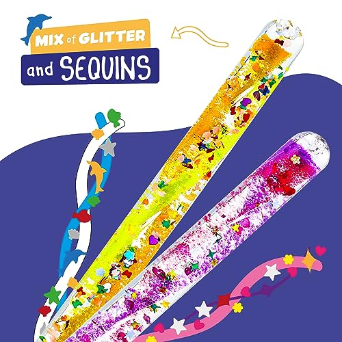 JFA Supplies Pack of 5 Spiral Glitter Wands 16cm Long Assorted Colours and Shapes