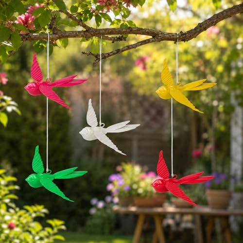 Image of ELAN Hanging Decorative Rockstar Bird for Home Balcony and Garden Decor (Set of 5- Multicolour)