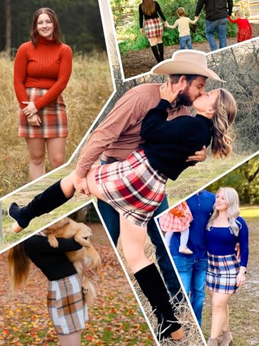 Womens Plaid Skirt 2025 Fall Dress Winter High Waisted Mini Wool Bodycon Pencil A line Dresses Outifts4