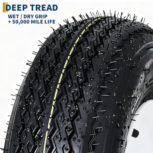 Image of GarveeTech 4.80x8 480-8 Trailer Tire with 8 inch White Rim, 6PR Load Range C, 4 Lug - 2-Pack for Utility, Boat and Camper Trailers