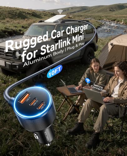 10' Rocoren 60W Starlink Mini Car Power Adapter w/ 45W USB-C & 30W USB-A - image 3