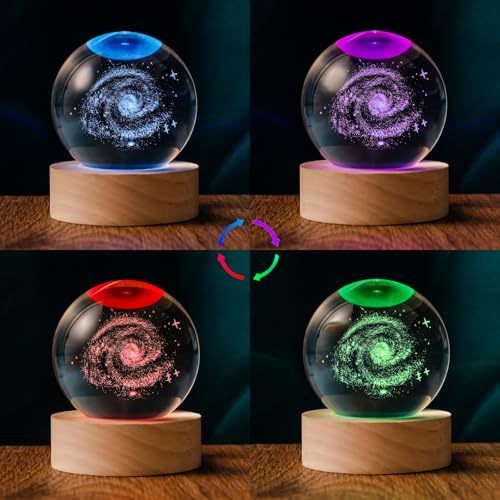 3D Galaxy 60mm Crystal Ball Astronomy Universe Gifts 3D Galaxy Crystal Globe Science Space Themed Physics Gifts Night Light lamp for Kids Men Him Dad Science Teacher - Image 5