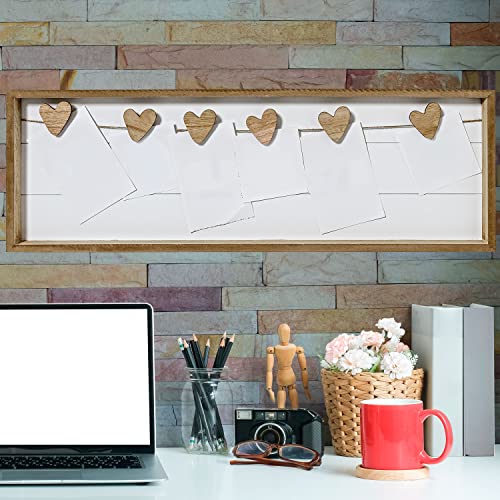 Farmers Market Clothespin Memo Board, 6 Heart Clips, Twine Detail, Rustic Ship Lap, Contrast Brown Frame, 28 1/2 Inches Wide Easy-Mount Saw Tooth Hangers, Photo #TOP5