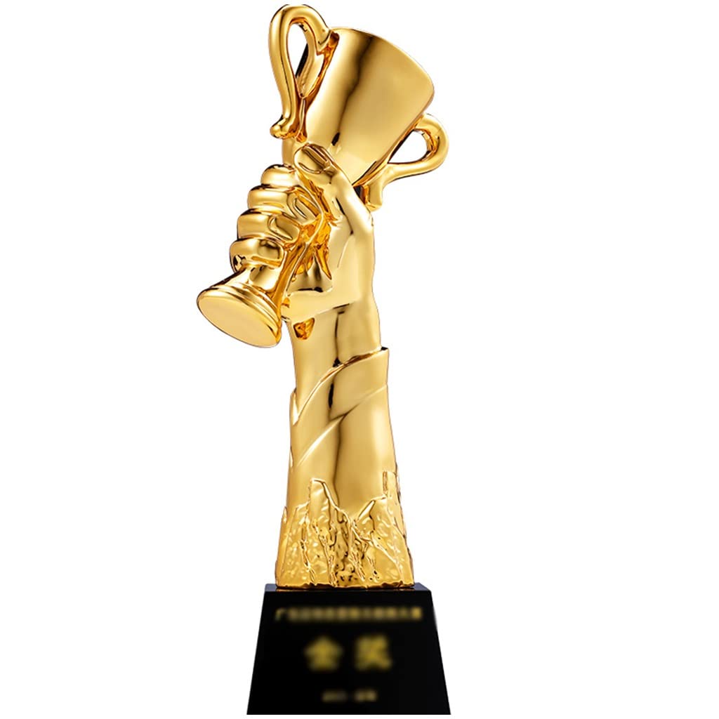 Trofeo Lindas Copas De Trofeo De Grabado 3D, Trofeo De Gloria De Resina Creativa, Premio Campeón De Ventas, Copa De Premios Chapada En Oro, Paquete De Regalo (Color : Gold Black, S : 8 * 28cm)