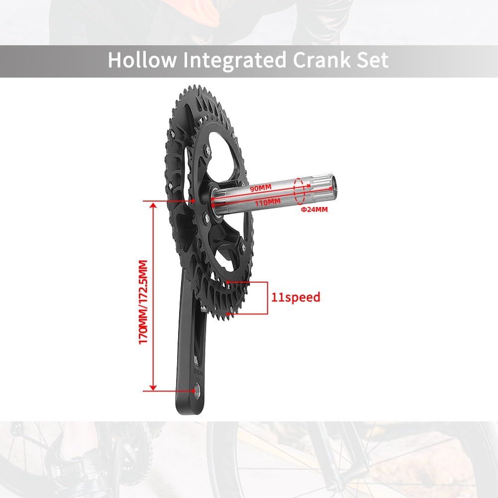 Mechanizm korbowy do roweru szosowego, zintegrowane zestawy korbowe 170 mm, 172,5 mm, 110, 39/53 zęby, podwójna prędkość, okrągła tarcza korbowa, zestaw kompatybilny z 2 x 11-biegowym stopem aluminium