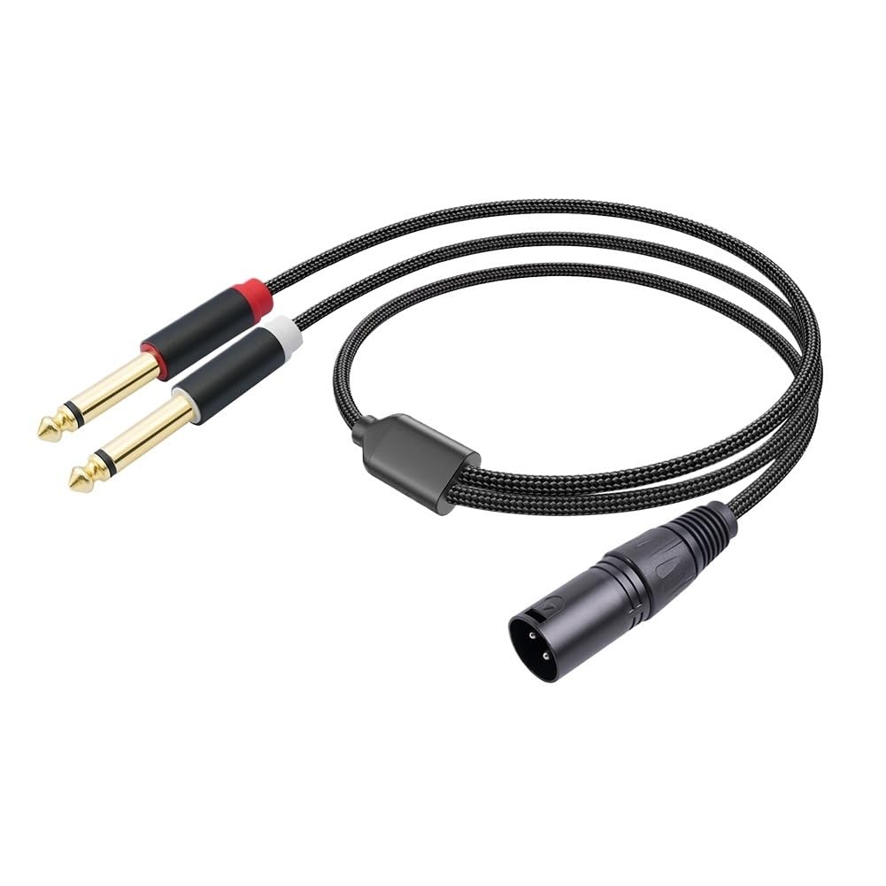 1/2/3M podwójny 1/4 cala na XLR męski rozdzielacz Y męski XLR na podwójny 6,35 mm mono wtyczka mikrofon konwerter audio adapter (2 m)