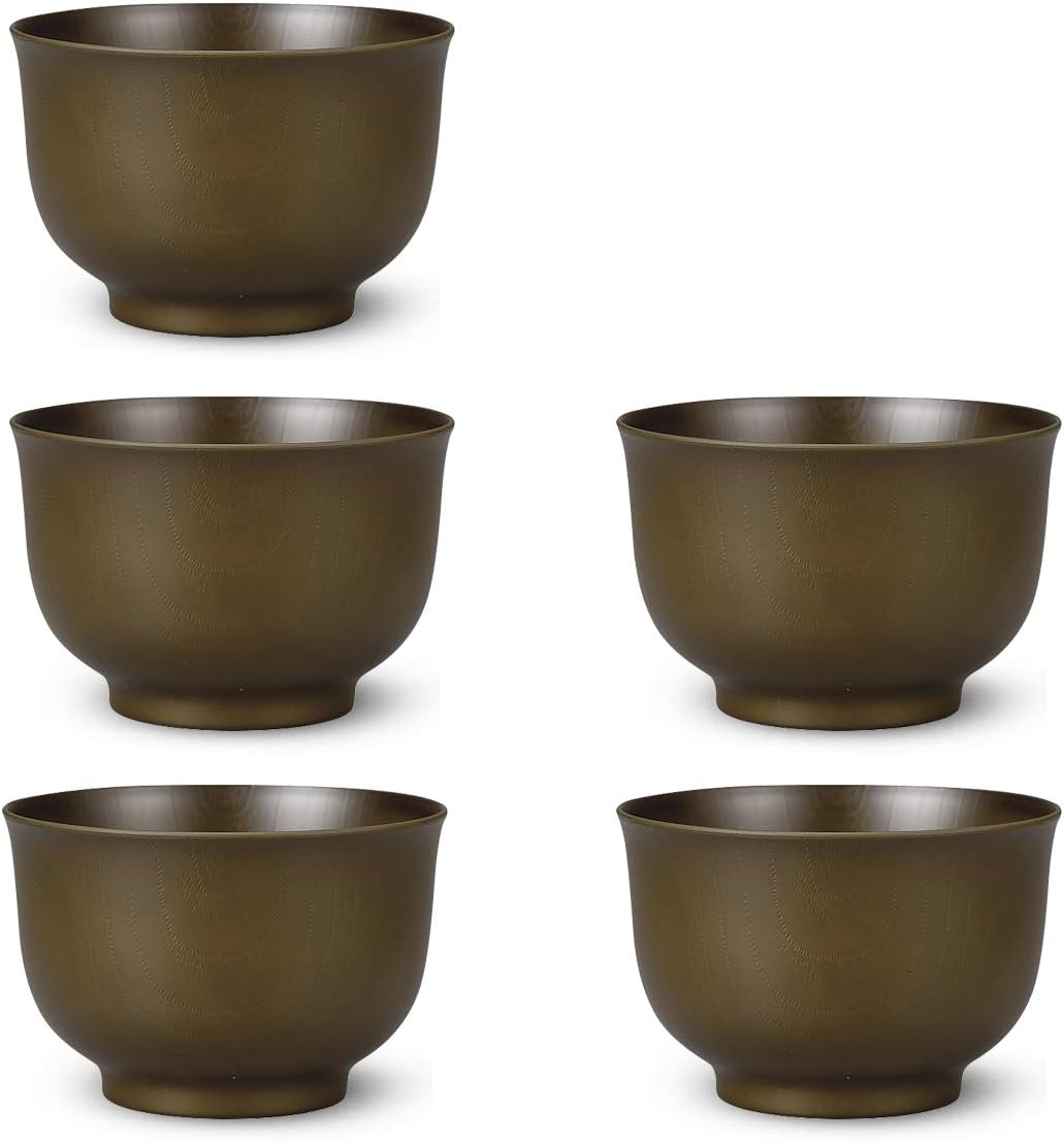 CTC-116861 Soup Bowl, 4.3 x 2.9 inches (110 x 73 mm), Wood Grain, Feather Countertop, Khaki, Pack of 5