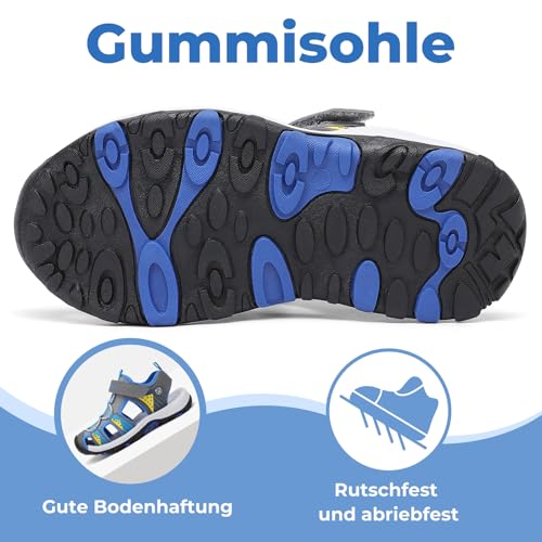 Mishansha Sandalen Jungen Trekkingsandalen Kinder Geschlossene Sommer Sandalen Grau 31 EU