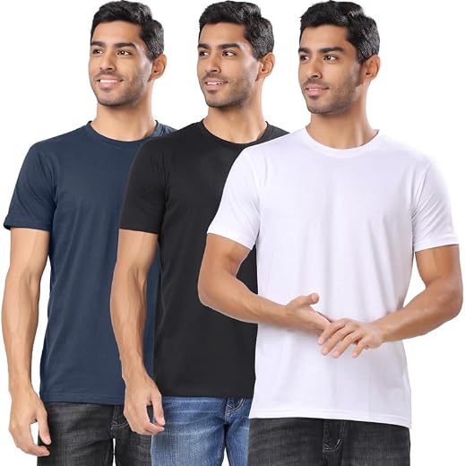 London Hills Men's Solid Cotton T Shirt | Round Neck | Half Sleeve | Plain-Regular Fit | Men's Super Combed Cotton Rich So...