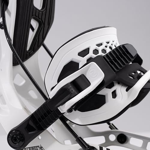 Nidecker Flow NX2 Hybrid Snowboard Bindings – White – Dual-Entry System with Aluminum Baseplate & Hybrid Strap – Size L