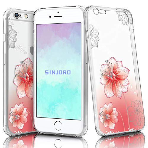 Sinjoro Coque iPhone 6S/ iPhone 6, Ultra Mince Motif de Fleurs Claires TPU Souple Coque, Antichoc Clair Florale Housse pour Apple iPhone 6S/ iPhone 6 4,7" (Fleur#4) Cover
