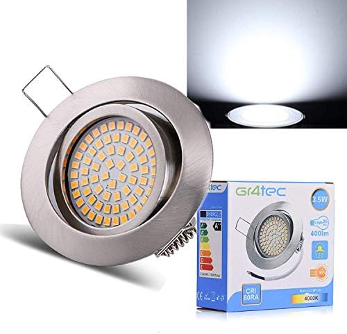 Gr4tec LED Recessed Lighting Ultra Slim Ceiling Spotlight Integrated Downlights 230V 3.5W Natural White 4000K 400LM Replace 35W Incandescent IP20 Not Dimmable for Kitchen Living Room, 1 Pack