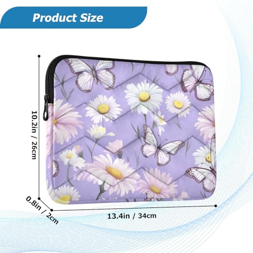 Funda para Portátil 13-14 Pulgadas Blanca con Mariposas y Margaritas miniatura 3
