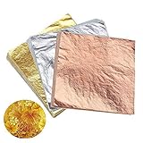 Koogel Gilding Foil Imitation Gold,300 Pcs Imitation Gold Leaf Silver and Copper Leaf for Arts, Crafting, Decoration