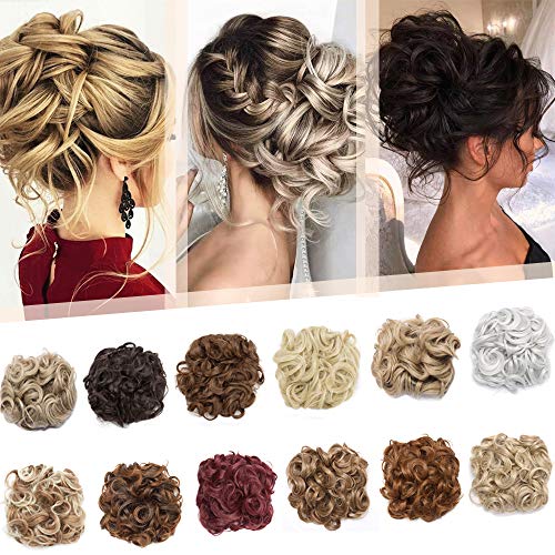 Hair Bun Messy Clip on Synthetic Grey